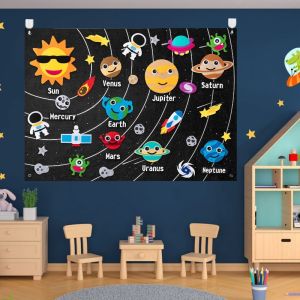 Outer Space Kids Felt Story Board Set Solar System Universe Toddlers Early Learning Toys 3.5 Ft Flannel Board Storytelling Reusable Wall Hanging Gift Boys Girls Preschool Education Busy PlayBoard