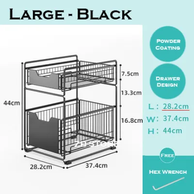 Local seller Under Sink Rack/ Kitchen Shelf Storage / Space Organizer / Kitchen Cabinet Drawer / Multipurpose Organise