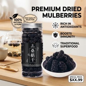Sand-free dried mulberries infused with various fruits and anthocyanins ready-to-eat available in multiple sizes with added mulberry flavor a delicious snack.