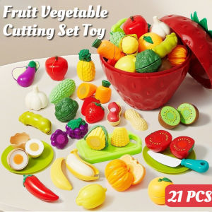 Vixplorn Fruit Vegetable Kitchen Cutting Set Toy Reusable Role Play Pretend Kids Toys Educational Toy for Kid