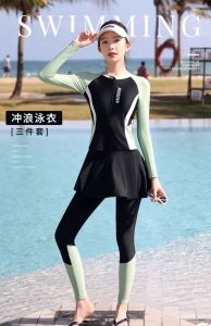 『Ocean Outdoors』泳衣女Baju renang tiga bahagian badan yang dilindungi secara konservatif nipis panjang -sleeved panjang seluar panjang baju renang baju renang pelindung matahari