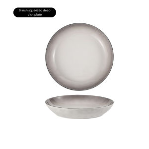 LOCAUPIN Minimalist Glazed Ceramic Dinnerware Microwave Oven Safe Multi-Size Plates and Bowls Dining Set Food Safe Plate