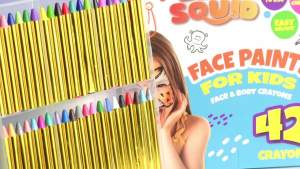 Blue Squid Face Paint Crayons for Kids - 42pcs XL Non-Toxic Washable Body Paint Crayons - Our Face Painting Kit Makeup Sticks are Easy to Use Safe for Sensitive Skin and Perfect for a Kids Party