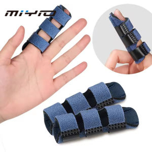 MIYIO 2PC Adjustable Trigger Finger Splint Brace Support with 3 Fixing Belts for Middle Ring Index Pinky Thumb Straightener Aid
