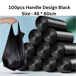 [SG ready Stock] 100pcs 46*60cm Handle Breakpoint Garbage Bag Thickened Disposable Plastic Draw String Trash Bags