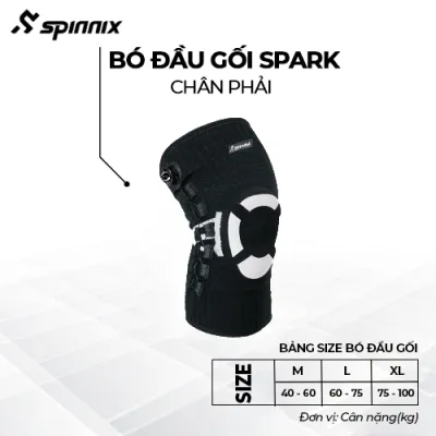 Bó gối thể thao Spinnix Spark nút BOA điều chỉnh độ nén 2 lò xo trợ lực đệm bảo vệ khớp gối co giãn