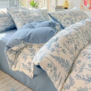 American Pastoral Floral Printed Bedding Set Soft Skin-Friendly Double King Size Duvet Cover Set with Flat Sheet and Pillowcases2026