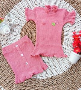 setelan baju dress rajut anak perempuan bahan halus 1-3 tahun