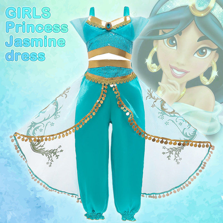 Children Princess Jasmine Performing Dance Dress Belly Dance Exotic Style  Split Performance Dress Halloween Cosplay Show Unisex Children'S Silk  Spandex Dress - Lazada | Lazada PH