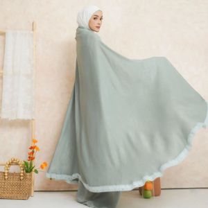 Mukena Dewasa  Travelling 2 in 1 Bahan Santorini Silk/ Mukena Terbaru / Mukena Ponco Travelling / Hijau Mint