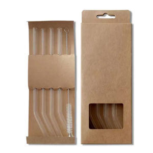 4 หลอดแก้วโค้ง + 1 แปรง ชุดกล่องกระดาษไม่ทิ้งล้างสูง Borosilicate ทนต่ออุณหภูมิสูงเป็นมิตรกับสิ่งแวดล้อมฟาง