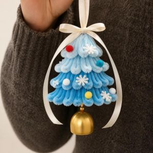 OKKFINE Hanging Chenille Stems Stick Set Xmas Tree Christmas Ornaments Plush Toy Doll Material Kit Furry Craft Supplies Christmas Wind Chime Xmas Party