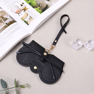 New Litchi Embossed Glasses Cover Soft Hanging PU Leather Sunglasses Storage Bag Portable Travel Eyewear Holder