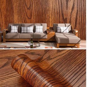 Wallpaper Dinding Kayu Serat Coklat Ukuran 45CM X 8METER
