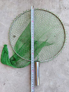 Vợt vớt các loại cá Lưới dù ĐK vợt 36cm Chiều dài 46cm ( INOX ) MÀU XANH.
