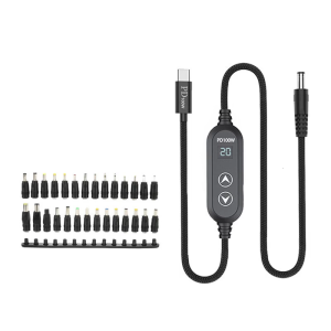สายไฟ USB C พร้อมอะแดปเตอร์28ตัว100วัตต์ประสิทธิภาพสูงสุดแหล่งจ่ายไฟ DC5.5ชนิด C สายชาร์จ120ซม.