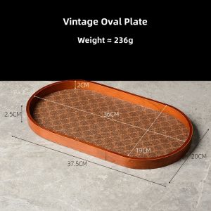 Phong cách Châu Âu Ngăn Gỗ đặc khay hình bầu dục Khay trà lưu trữ tấm da món ăn Đĩa trái cây