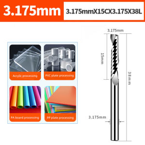 1PC Milling Cutters 1Flute Right Single Spiral Cutter Acrylic PVC MDF Density Board Engraving Router Bit 3.175mmX8