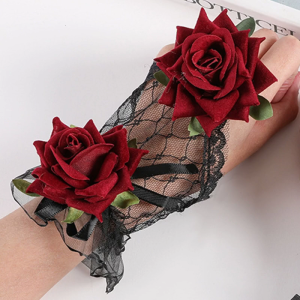 Sweet Ruffle Sleeves Girls Rose Wrist Cuffs for Woman Sweater Skirt Decorations Female Lace Wrist Cuffs Supplies