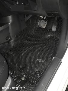พรมปูพื้นรถยนต์ NISSAN NOTE กระดุมเม็ดเล็ก รีดขอบ สีดำ เต็มคัน เข้ารูป100%