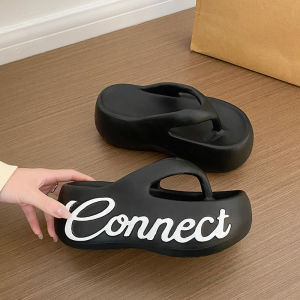 Free Shipping 2026 New Style Lettered Flip-Flops 8Cm Heel Height Suitable For Summer Wear Beach And Seaside
