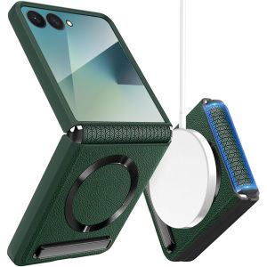 [Compatible with Magsafe] for Samsung Z Flip 8/Z Flip 7 Case with Screen Protector & Invisible Stand & HingeCute Litichi  Hard PC Shockproof Phone Case for Galaxy Z Flip 7 FE CaseZ Flip 6 Case.Z Flip 5 Case