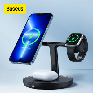 Baseus 20W 3 in 1 Magnetic Wireless Charger Stand For iPhone 12/13 Series iWatch Airpods Pro Adjustable Induction Charger Dock Station Bracket