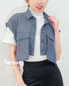 MyYoora Shannon Pocket Denim Crop Shirt Kemeja Wanita BL1430