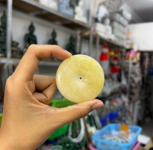 ปีดีสหยกเจไดต์/หยกน้ำ ชิ้นใหญ่  ขนาด5.2เซน Halo Jade Bi-Disc Pendant