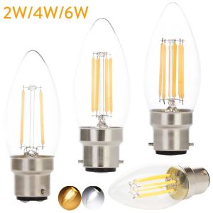 Factory Cheap🌏LED Filament Bulb Light B22 2W 4W 6W Candle Bulb 220V C35 LED Lamp for Crystal Chandelier Lighting Warm Cool White