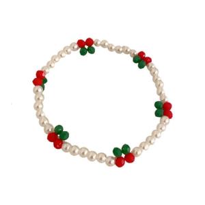 Elastic Bracelet with Colorful Pearls and Sparkling Crystals Elegant Beaded Wristchain Comfortable Wear Wristband