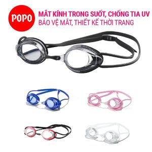 Kính bơi người lớn AF700 POPO mắt trong suốt chống lóa chống sương mờ sử dụng khi thi đấu dành cho nam nữ