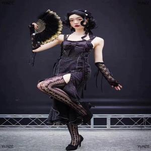 [COD] YUNZE Lolita Feather Folding Fan Fairy Dark Gothic Court Dance Wedding Party Decor