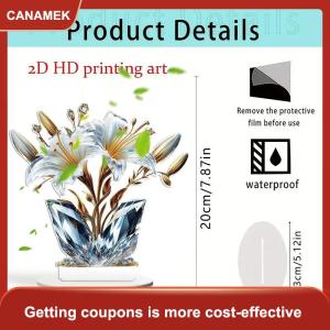 【CANAMEK】 Acrylic 2D phẳng pha lê Lily Rose hoa bảng trang trí thích hợp cho quán cà phê phòng hiển thị trường hợp phòng khách văn phòng trang trí nội thất Quà Tặng