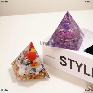 [COD] Undis Energy Pyramid Orgonite Reiki Natural Amethyst Peridot Reiki Chakra Meditation Tool Room Decor Crystal Gifts