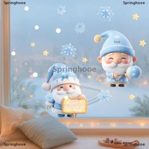 [COD] Springhooe แผ่นหิมะซานตาคลอสเกล็ดหิมะแบบคงที่ 1 2 3 4 4 6 9สติ๊กเกอร์ตกแต่งหน้าต่างคริสต์มาสตกแต่งบ้าน