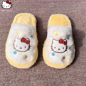Christmas Gift Halloween Sanrio Student Kawaii Cartoon Warm Slippers Hello Kitty Winter Indoor Comfortable Thicken Casual Shoes Girls Christmas Gifts