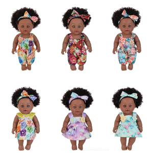 12Inch Soft African American Doll With Fashion Afro Hairstyle For Kids Collector Nursery Room Decoration