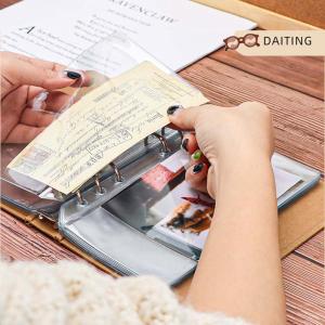 DAITING New 6pcs A5 A6 A7 6 lỗ 3 Lớp Hai Mặt Túi chất kết dính dây kéo trong suốt thư mục và Side mở thư mục không thấm nước PVC