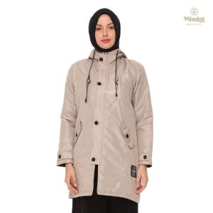 HIJACKET - Jaket Hijaber IXORA Cream | Jaket Wanita Panjang | Outerwear For Hijaber | Hijacket wanita muslimah | Hijacket ixora hijacket Jaket musim dingin jaket anti air dan angin