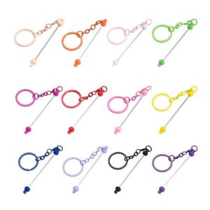Elegant 12 Color DIY Bead Keychains Sturdy 12 Color Bead Keychain Unique Blank Keyrings For Creative DIY Crafts