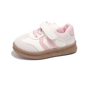Super Childrens Flat Casual Shoes Students Shallow Stripes Girls Sneakers Leather Kids Shoes for Boys Patchwork Footwear H072212026