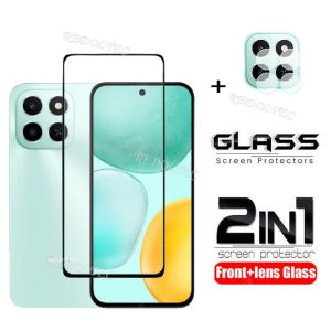 Honor X6C 4G 2 in 1 Screen Protector+ Protector Full Cover Full Glue Honor X6 C X6C Tempered Glass Film Protection With Camera Flim Protection