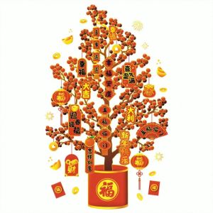 Nhãn Dán Cửa Kính Hình dán trang trí cửa sổ cửa hàng hình dán cây tiền mừng năm mới