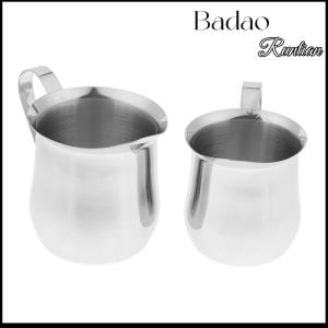 Badao เหยือกทำฟองนมกาแฟเหยือกทำจากสแตนเลสขนาด60-240มล. พร้อมหัวเทอุปกรณ์ชงกาแฟ