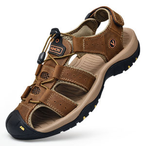 Mens Sandals Leather Sandals Outdoor Sport Hiking Shoes for Men Water Shoes Quick Dry Trekking Sneakers Sport Fisherman Beach Shoes
