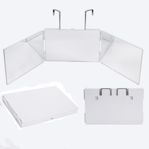 The Barbering Co. 3 Way Mirror - Real Glass | Trifold Mirror for Self Hair Cutting & Styling Telescopic hook type multi-faceted vanity mirror Portable hanging three-sided folding rearview vanity mirror 3way