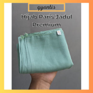 Kerudung Segiempat model Paris Polos Jadul bahan premium warna matcha