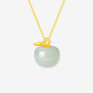 CTS Silver Hetian Jade Christmas Apple Necklace CHOW TAI SENG 周大生 S0N3002005L S0N3002006L (Free S925 Chain)