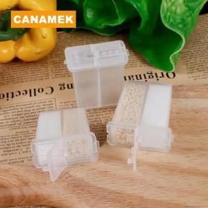 【CANAMEK】 2 In 1 Multi-Purpose Camping Seasoning Shaker With Lid 2-Compartment Salt Pepper Spice Jar For Outdoor BBQ Cooking Storage Box